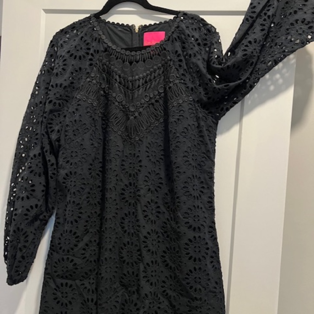LILLY PULITZER Lilly Pulitzer Priscilla Long Sleeve Eyelet MINI DRESS  SZ 16